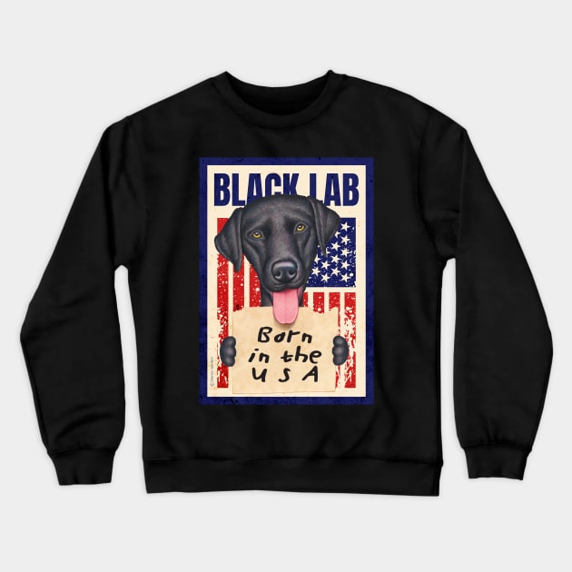 funny cute red white and blue with Black Lab USA patriotic Crewneck Sweatshirt by Danny Gordon Art